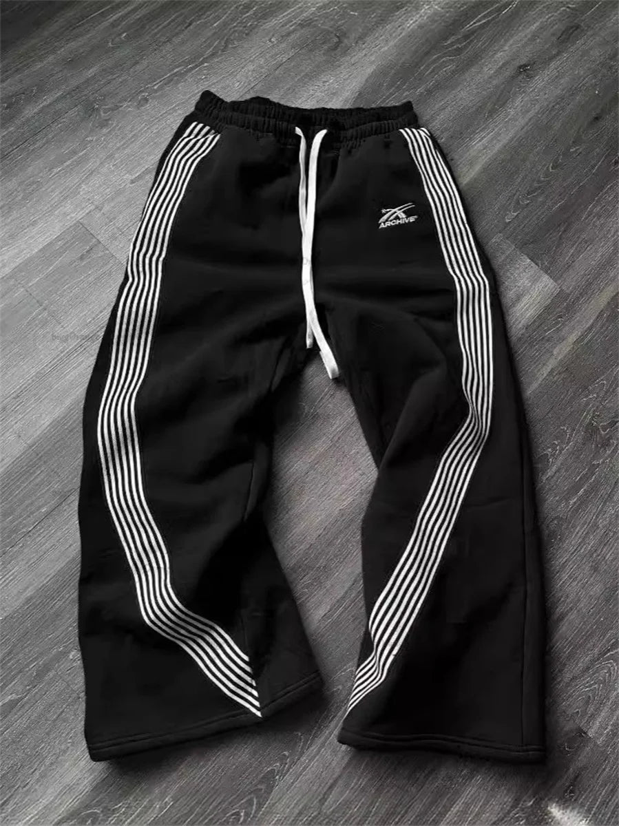 Striped Loose Fit Street Sweatpants 🖤