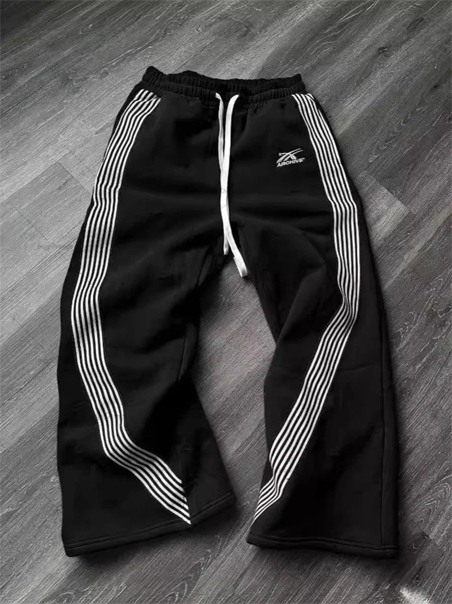 Striped Loose Fit Street Sweatpants 🖤