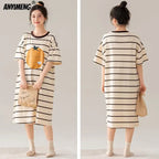 Women’s Cotton Plus Size Nightgown – Breathable Short Sleeve Sleep Dress