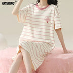 Women’s Cotton Plus Size Nightgown – Breathable Short Sleeve Sleep Dress