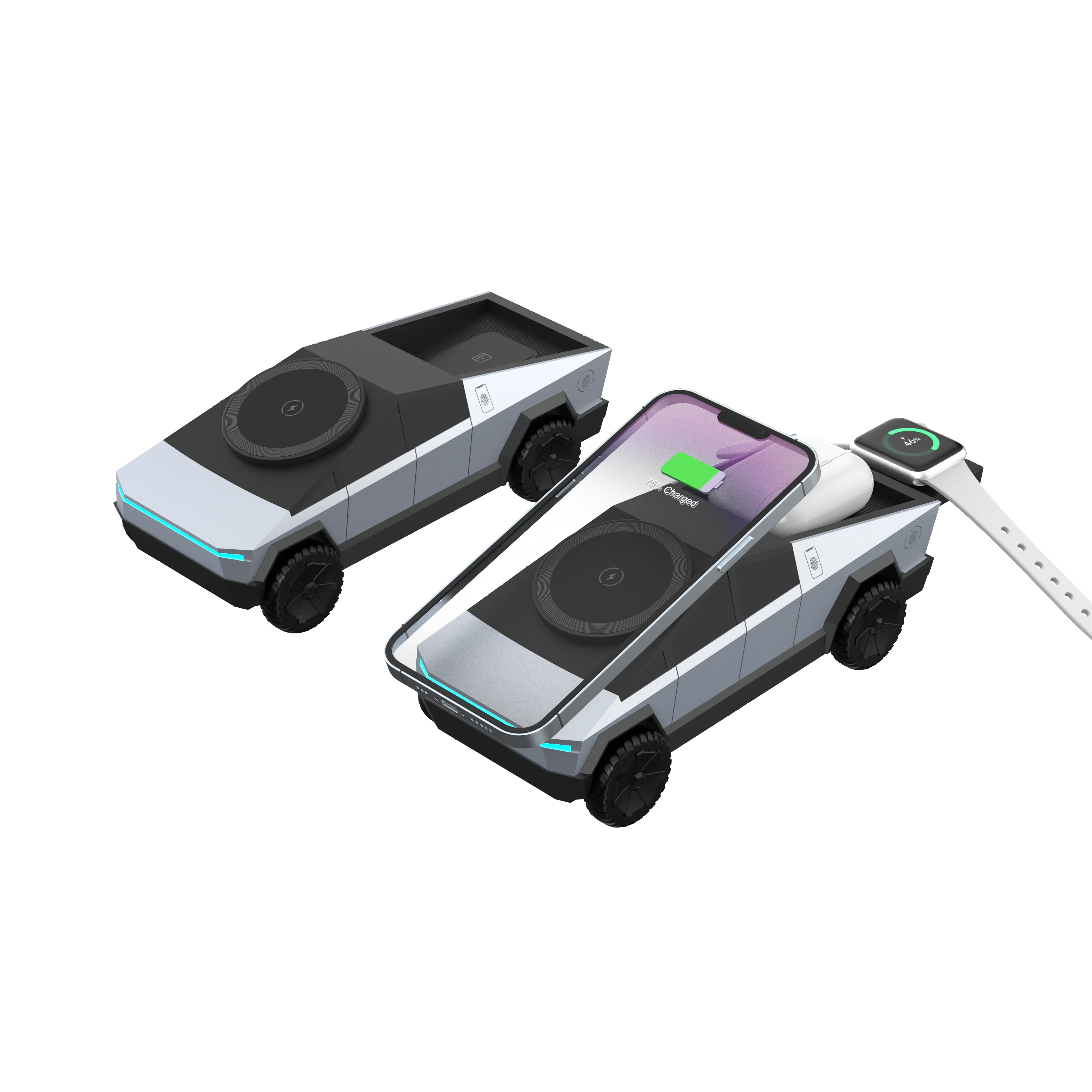 Cybertruck Wireless Charger 3-in-1 ⚡ iPhone, Watch & AirPods 🚗✨