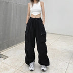 High-Waist Retro Cargo Pants 🖤✨