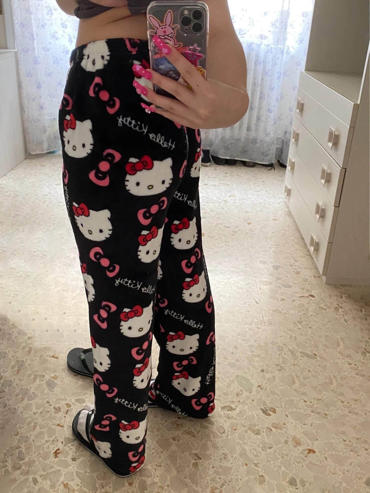 Y2K Hello Kitty Cartoon Pajama Pants – Women’s Casual Home Loungewear