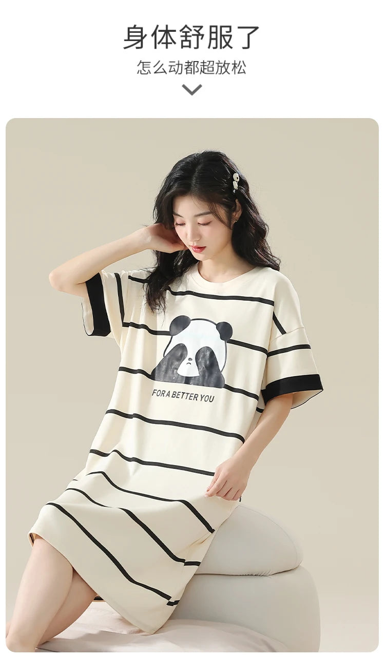 Women’s Cotton Plus Size Nightgown – Breathable Short Sleeve Sleep Dress