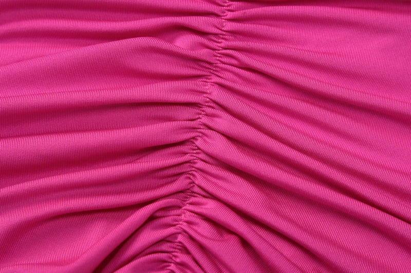 One Shoulder Backless Ruched Maxi Dress