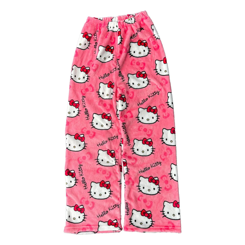 Y2K Hello Kitty Cartoon Pajama Pants – Women’s Casual Home Loungewear