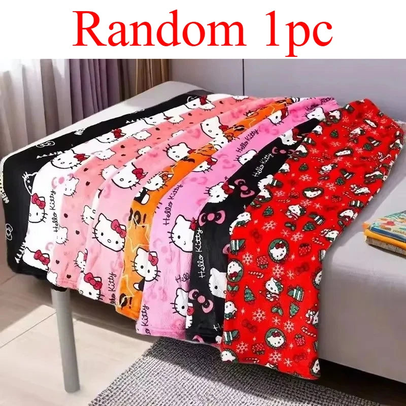 Stay Cozy in Style – Hello Kitty Cloud-Soft Flannel Pajama Pants for Winter Nights