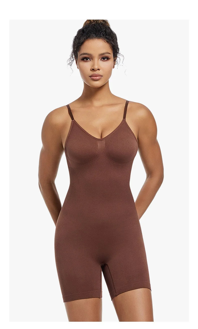 Seamless Open-Back Sculpting Bodysuit – Tummy Control & Natural Lift
