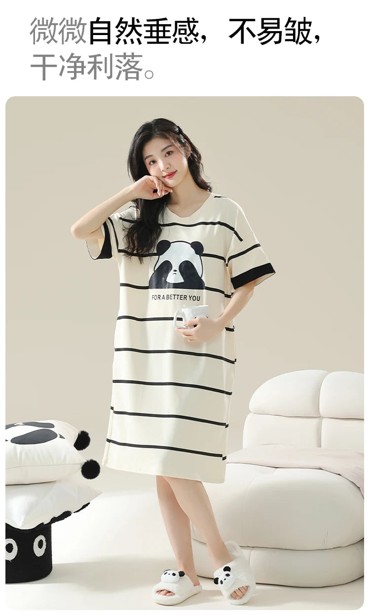 Women’s Cotton Plus Size Nightgown – Breathable Short Sleeve Sleep Dress