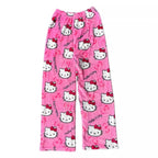 Stay Cozy in Style – Hello Kitty Cloud-Soft Flannel Pajama Pants for Winter Nights