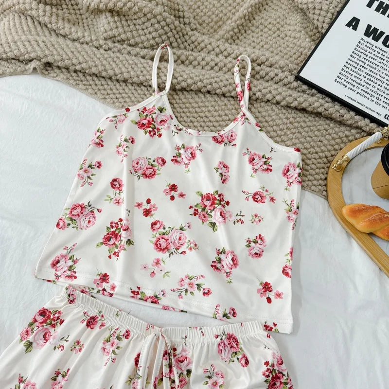 Women’s Satin Pajama Set – Ice Silk Top & Shorts Loungewear Set