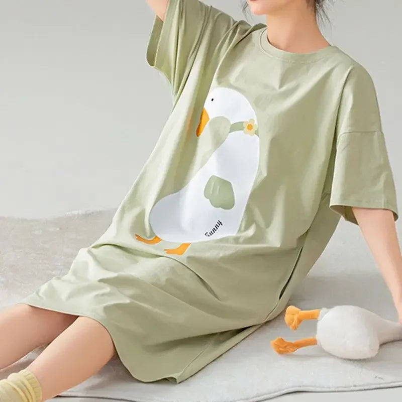 Women’s Cotton Plus Size Nightgown – Breathable Short Sleeve Sleep Dress