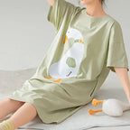 Women’s Cotton Plus Size Nightgown – Breathable Short Sleeve Sleep Dress