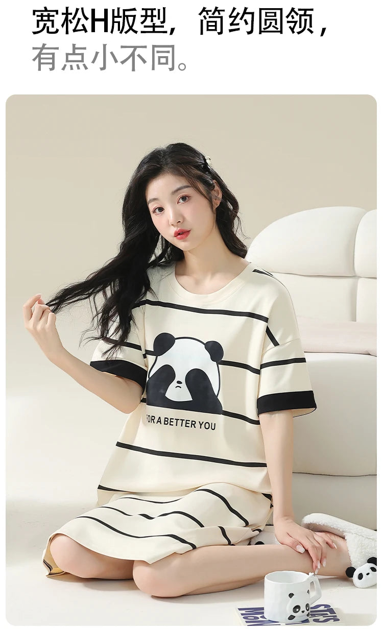Women’s Cotton Plus Size Nightgown – Breathable Short Sleeve Sleep Dress