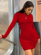 Turtleneck Ruched Bodycon Mini Dress ✨