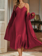 Women’s 2-Piece Pajama Set – Loose Robe & Cami Nightgown Loungewear