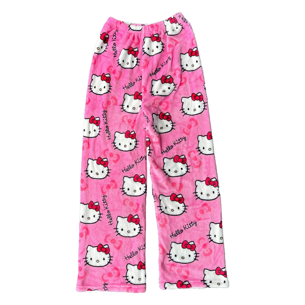 Y2K Hello Kitty Cartoon Pajama Pants – Women’s Casual Home Loungewear