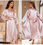 Women’s 2-Piece Pajama Set – Loose Robe & Cami Nightgown Loungewear