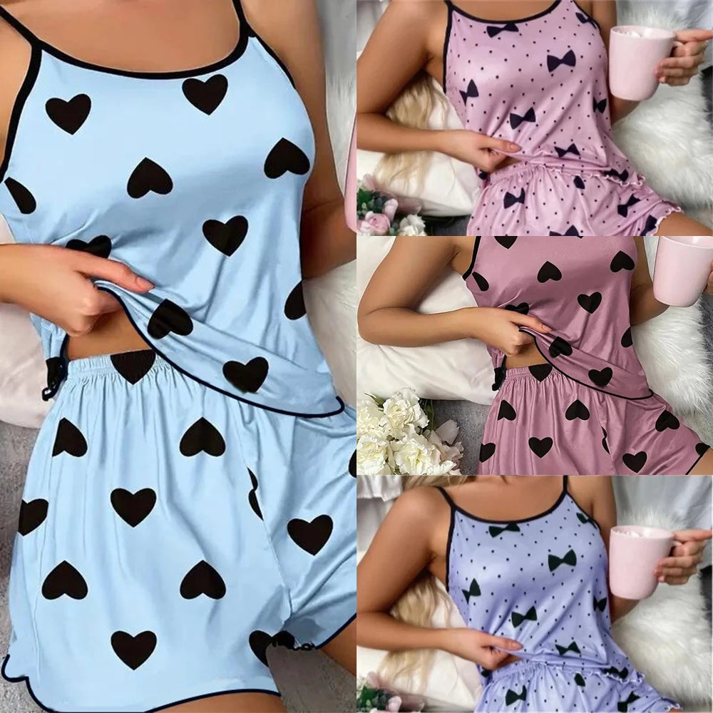 Pink Heart Silk Pajama Set 💗✨