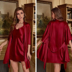 Women’s Elegant 2-Piece Rayon Robe Set – Kimono Nightgown Loungewear