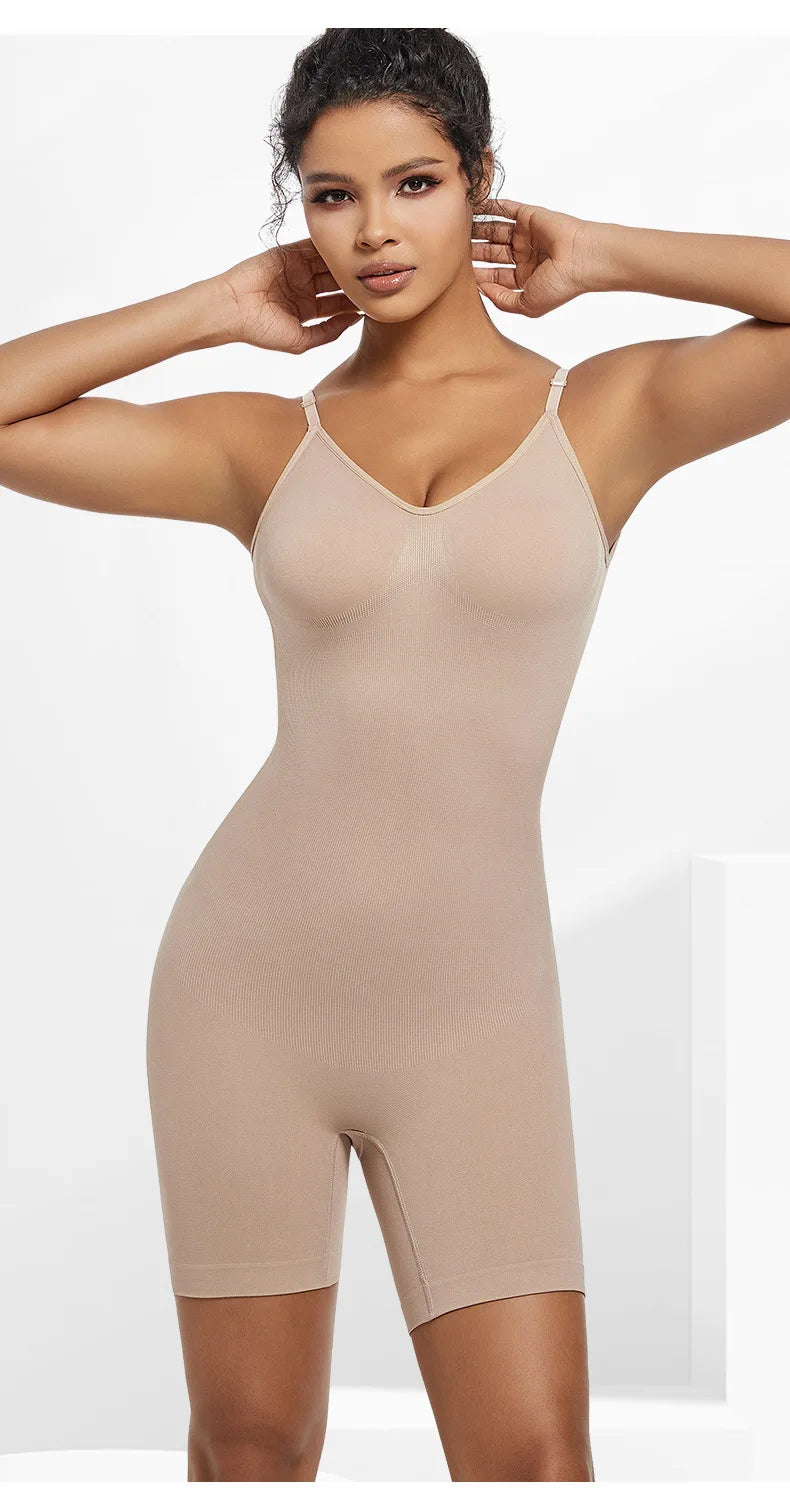 Seamless Open-Back Sculpting Bodysuit – Tummy Control & Natural Lift