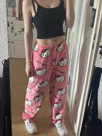 Y2K Hello Kitty Cartoon Pajama Pants – Women’s Casual Home Loungewear