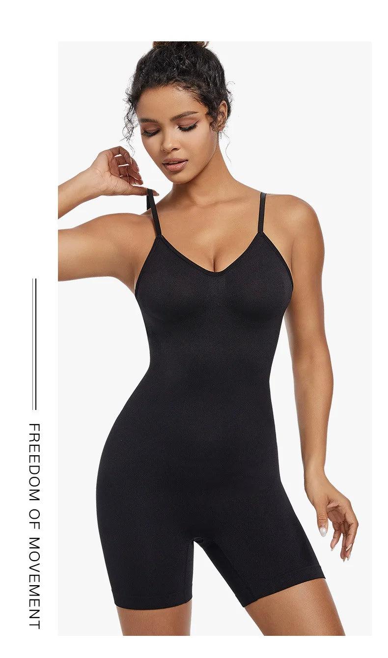 Seamless Open-Back Sculpting Bodysuit – Tummy Control & Natural Lift