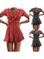 Floral Ruffle V-Neck A-Line Mini Dress 🌸✨