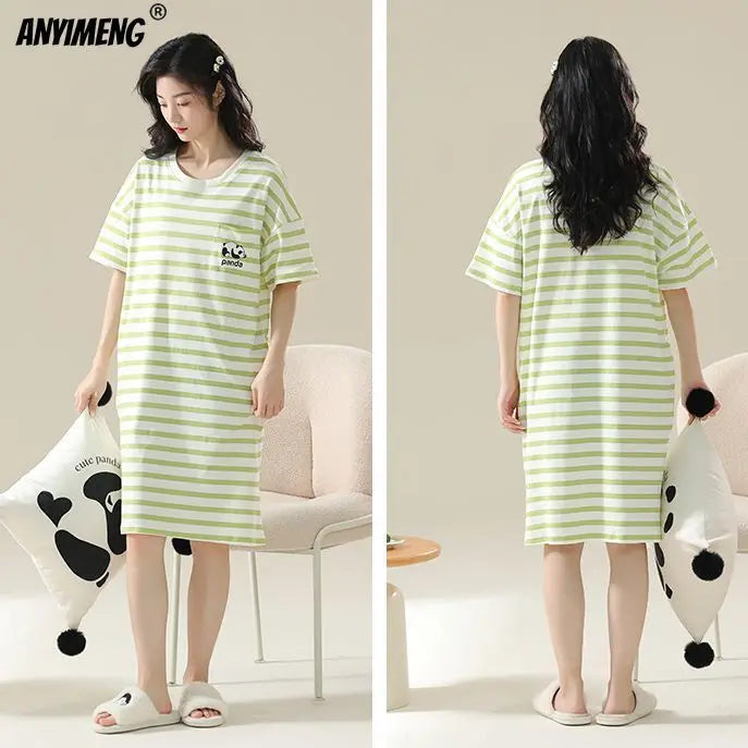 Women’s Cotton Plus Size Nightgown – Breathable Short Sleeve Sleep Dress