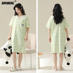 Women’s Cotton Plus Size Nightgown – Breathable Short Sleeve Sleep Dress