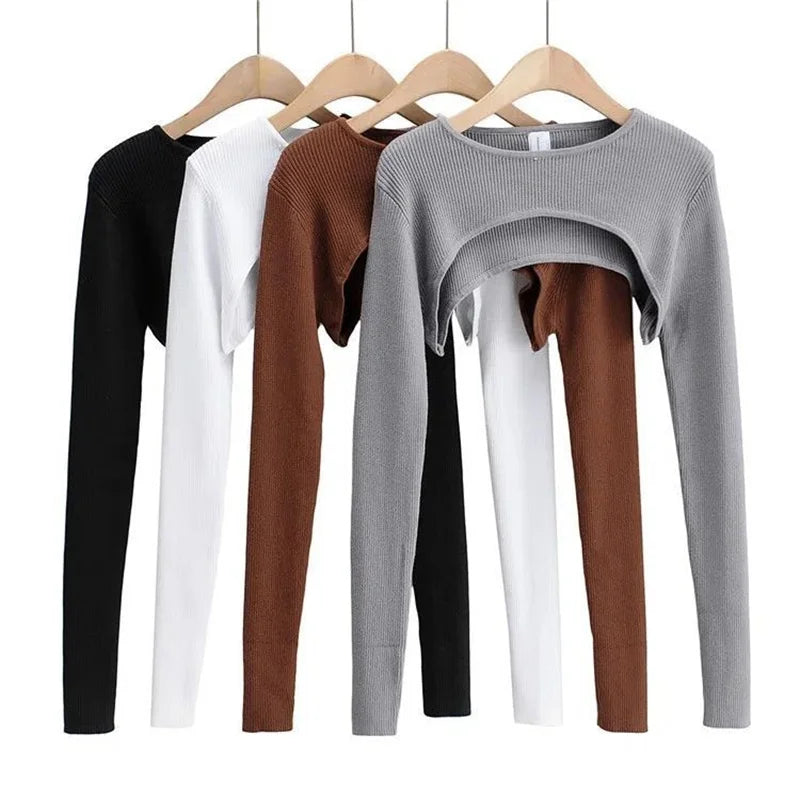 Women’s Long Sleeve Crop Top – Slim Fit Basic Tee for Spring & Fall