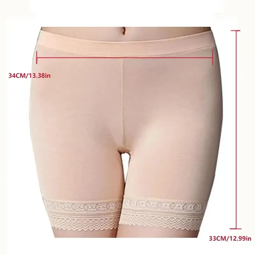 Women’s Plus Size Safety Shorts – Soft Modal Lace Underwear Shorts (40–100kg Fit)