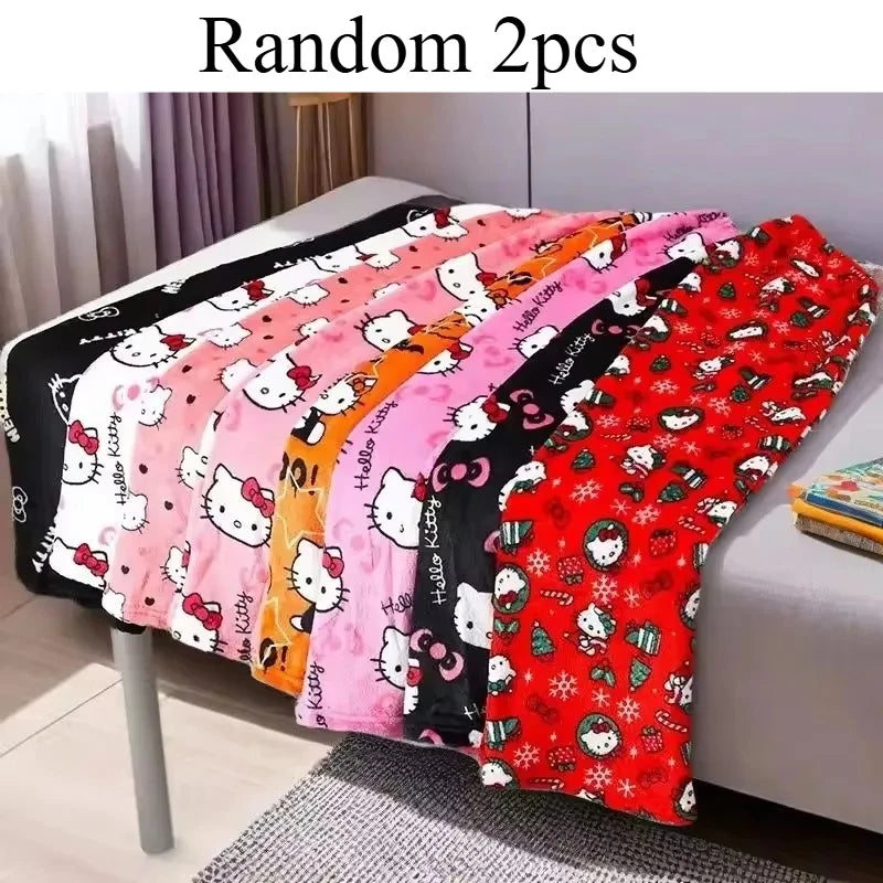 Stay Cozy in Style – Hello Kitty Cloud-Soft Flannel Pajama Pants for Winter Nights
