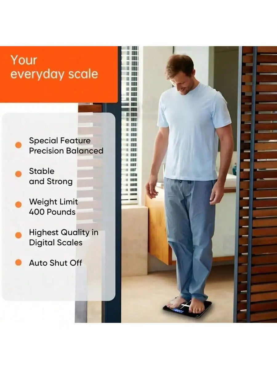 Multi-Function Smart Bathroom Scale ⚖️📱 390lbs Glass Platform ✨