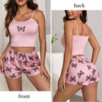 Two Piece Women's Suspender Printed Butterfly