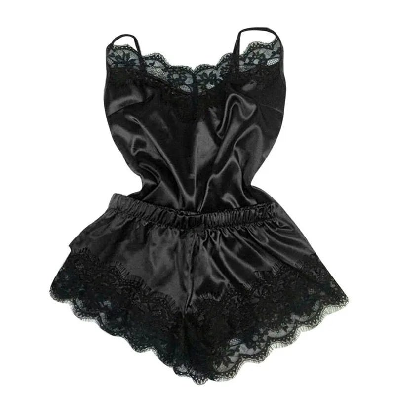 Women’s Ice Silk Satin Pajama Set – Sexy Sleepwear & Robe Lingerie Set