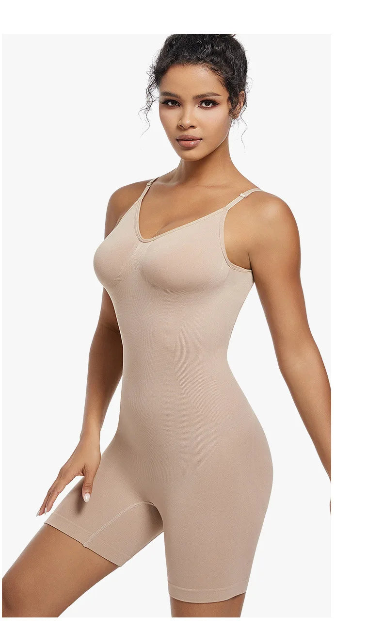 Seamless Open-Back Sculpting Bodysuit – Tummy Control & Natural Lift