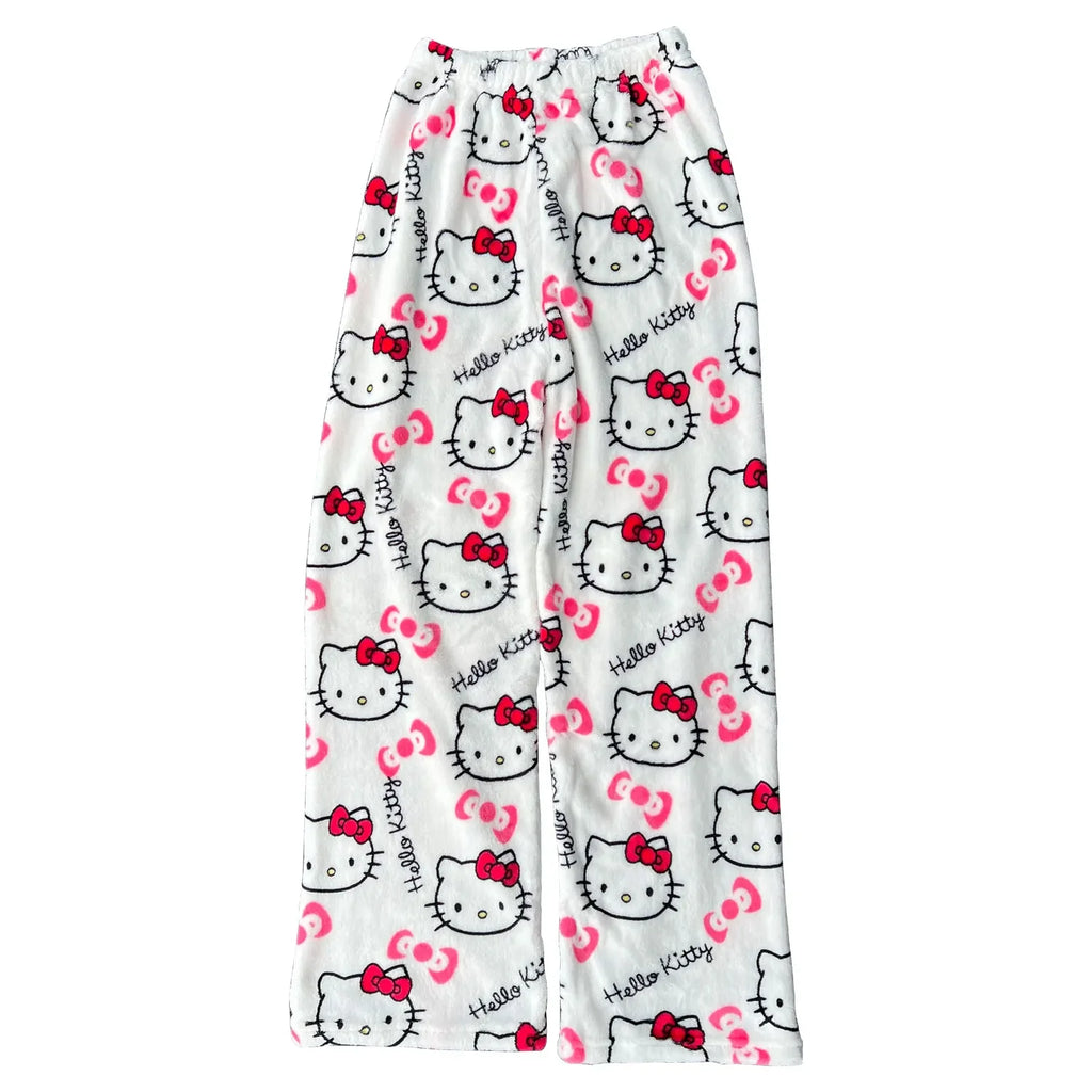 Y2K Hello Kitty Cartoon Pajama Pants – Women’s Casual Home Loungewear