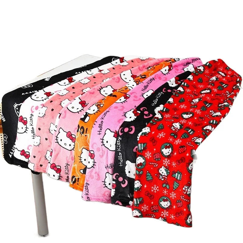 Stay Cozy in Style – Hello Kitty Cloud-Soft Flannel Pajama Pants for Winter Nights