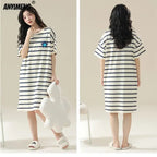 Women’s Cotton Plus Size Nightgown – Breathable Short Sleeve Sleep Dress