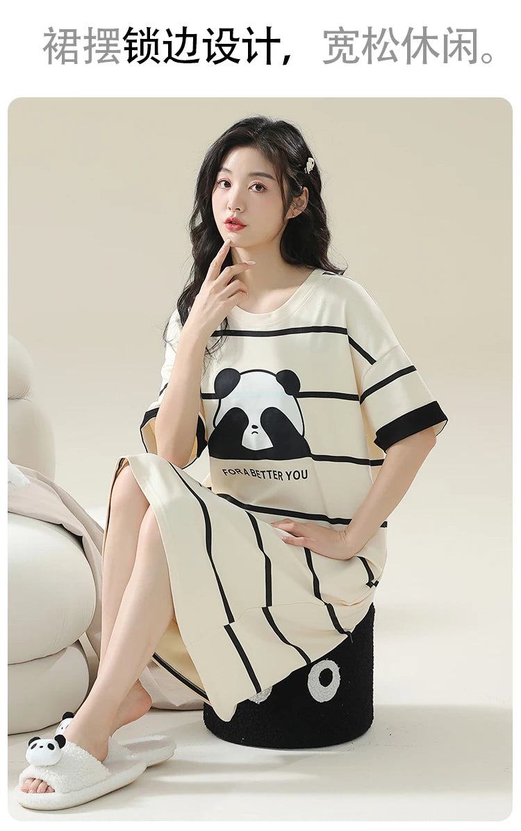 Women’s Cotton Plus Size Nightgown – Breathable Short Sleeve Sleep Dress