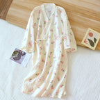 Japanese-style kimono pajamas summer new 100% cotton gauze pajamas nightgown ladies SPA yukata homewear long pajamas women