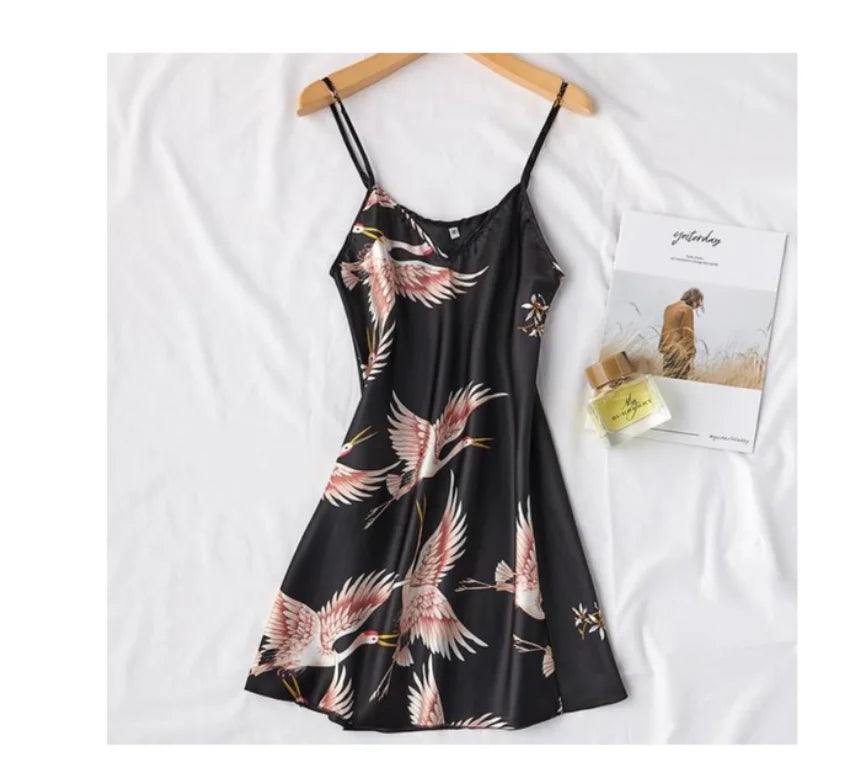 Women’s Silky 2-Piece Pajama Set – V-Neck Nightgown & Robe Loungewear