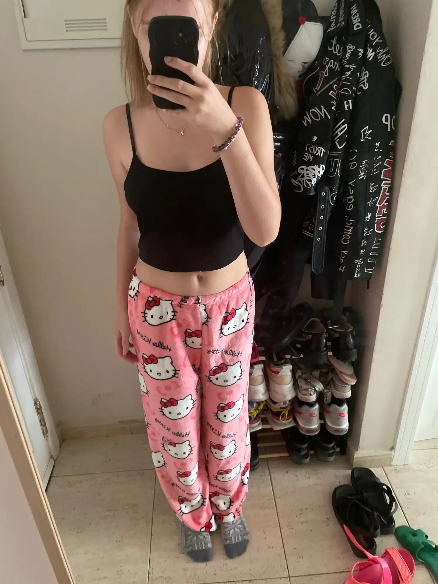 Y2K Hello Kitty Cartoon Pajama Pants – Women’s Casual Home Loungewear