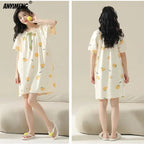 Women’s Cotton Plus Size Nightgown – Breathable Short Sleeve Sleep Dress