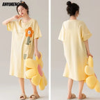 Women’s Cotton Plus Size Nightgown – Breathable Short Sleeve Sleep Dress