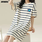 Women’s Cotton Plus Size Nightgown – Breathable Short Sleeve Sleep Dress