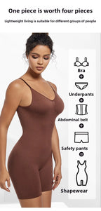 Seamless Open-Back Sculpting Bodysuit – Tummy Control & Natural Lift