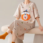 Women’s Cotton Plus Size Nightgown – Breathable Short Sleeve Sleep Dress