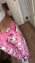 Y2K Hello Kitty Cartoon Pajama Pants – Women’s Casual Home Loungewear